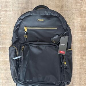 TUMI Alpha 3 Backpack in Black with Gold Accents